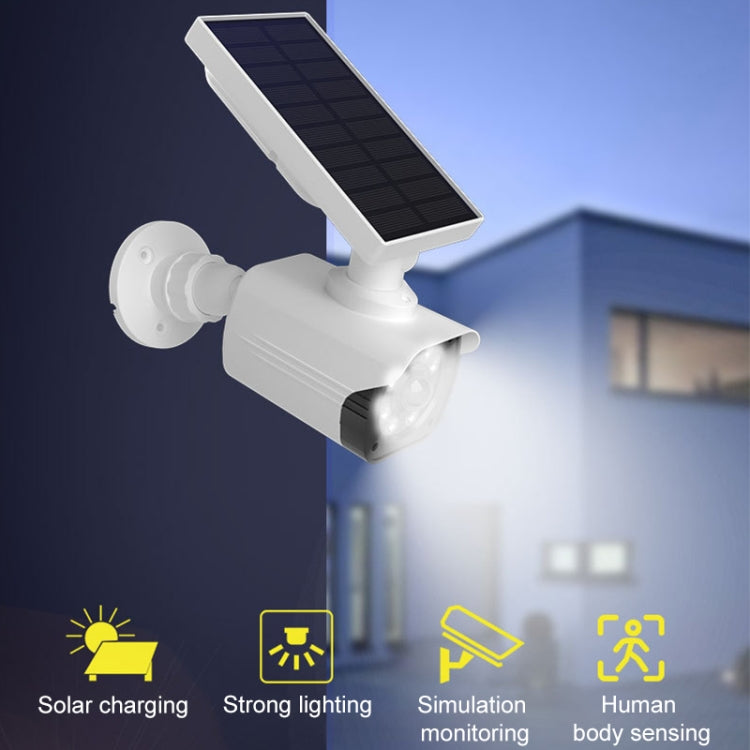 Human Body Sensing Simulation Surveillance Camera Solar Wall Light - White