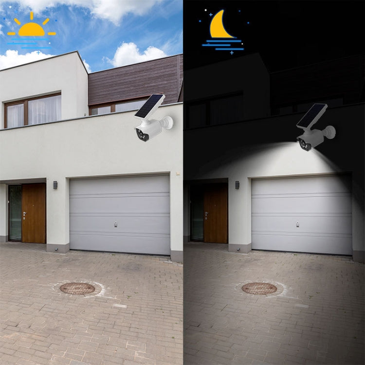Human Body Sensing Simulation Surveillance Camera Solar Wall Light - White