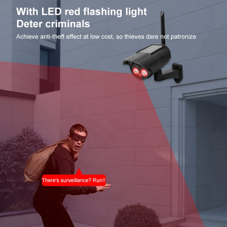 Automatic Rotation Human Body Sensing Simulation Surveillance Camera Solar Wall Light - Black