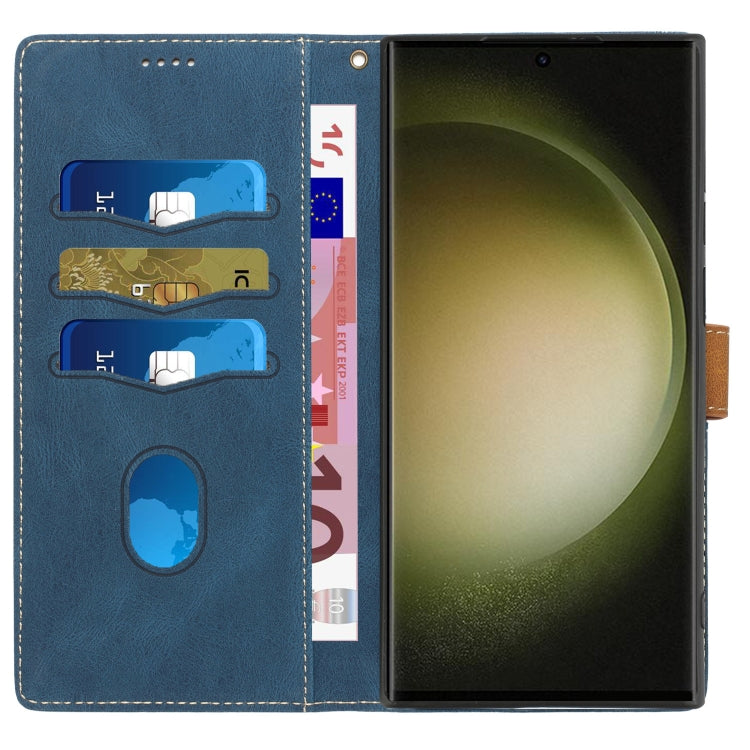 For Samsung Galaxy S25 Ultra 5G Grid Stitching Leather Phone Case with Lanyard