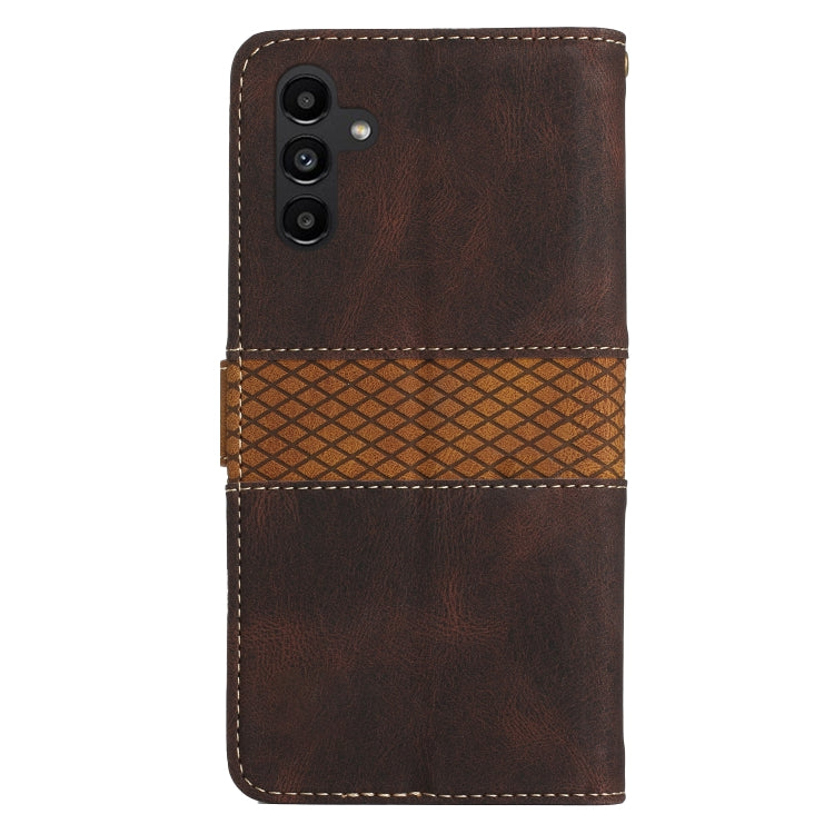 For Samsung Galaxy S24 FE 5G Grid Stitching Leather Phone Case with Lanyard
