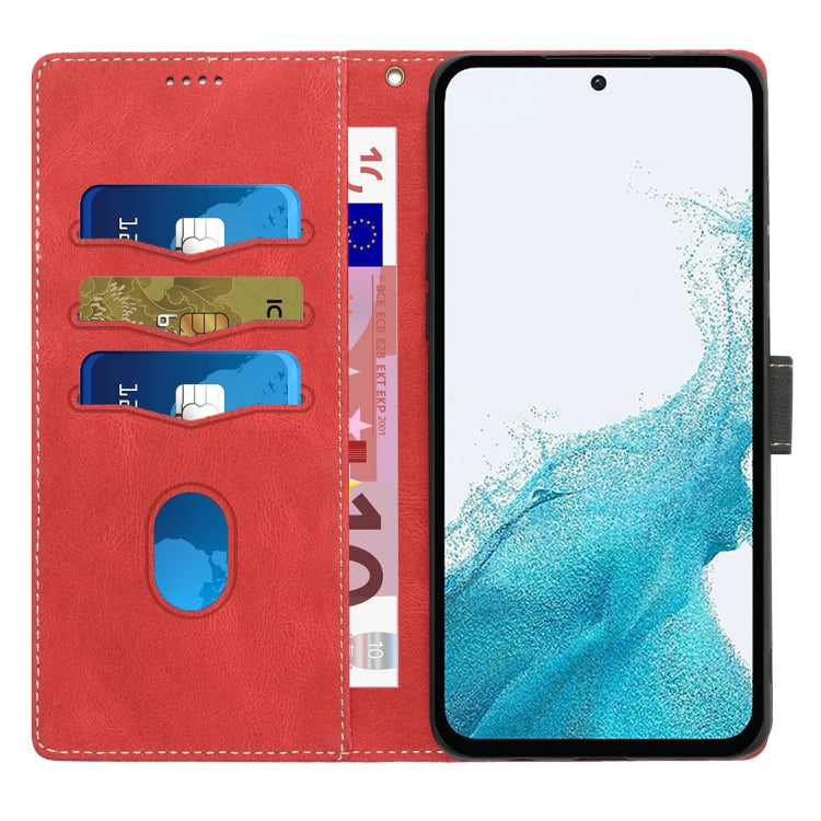 For Samsung Galaxy S24 FE 5G Grid Stitching Leather Phone Case with Lanyard