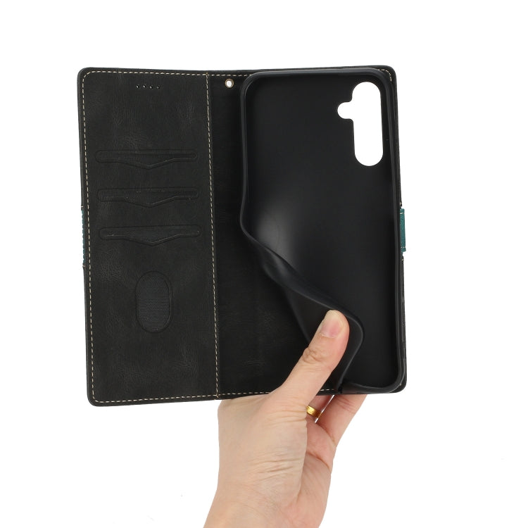 For Samsung Galaxy S24 FE 5G Grid Stitching Leather Phone Case with Lanyard