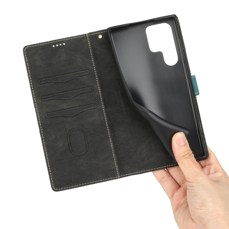 For Samsung Galaxy S24 Ultra 5G Grid Stitching Leather Phone Case with Lanyard