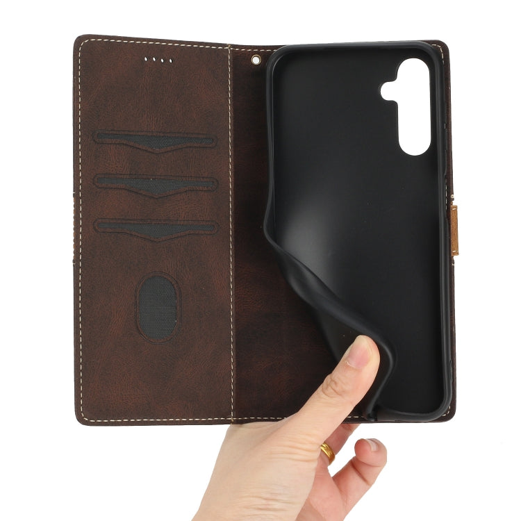 For Samsung Galaxy S24+ 5G Grid Stitching Leather Phone Case with Lanyard