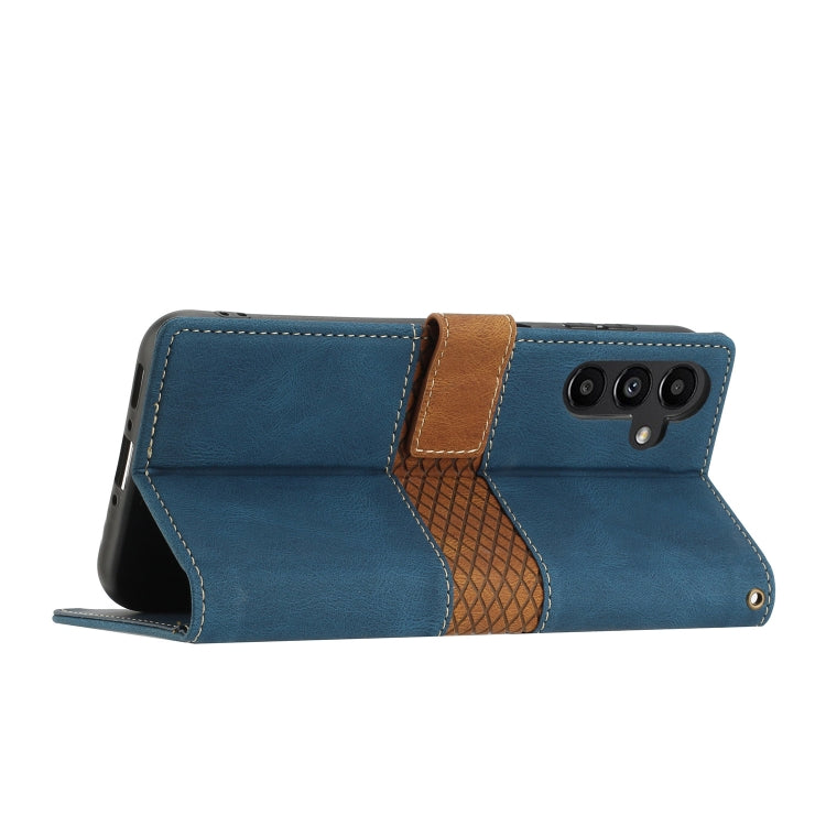 For Samsung Galaxy S23 FE 5G Grid Stitching Leather Phone Case with Lanyard
