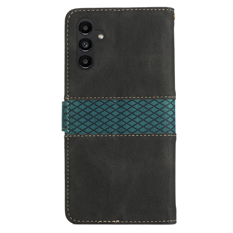 For Samsung Galaxy S23 FE 5G Grid Stitching Leather Phone Case with Lanyard
