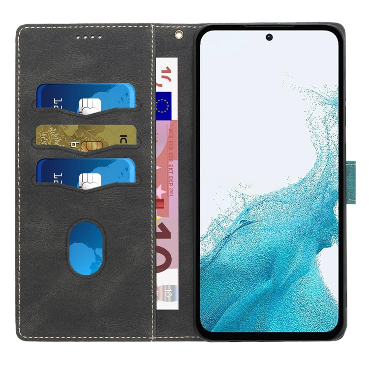 For Samsung Galaxy S23 FE 5G Grid Stitching Leather Phone Case with Lanyard