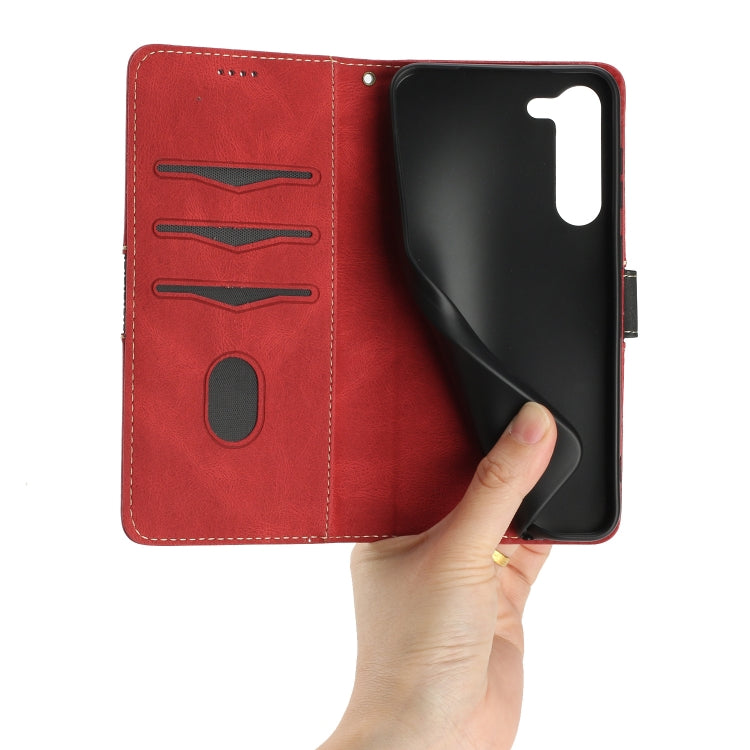 For Samsung Galaxy S23 5G Grid Stitching Leather Phone Case with Lanyard