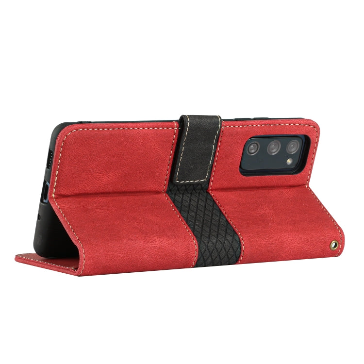 For Samsung Galaxy S20 FE Grid Stitching Leather Phone Case with Lanyard