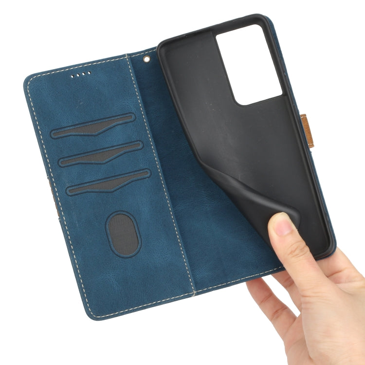 For Samsung Galaxy S21 Ultra 5G Grid Stitching Leather Phone Case with Lanyard