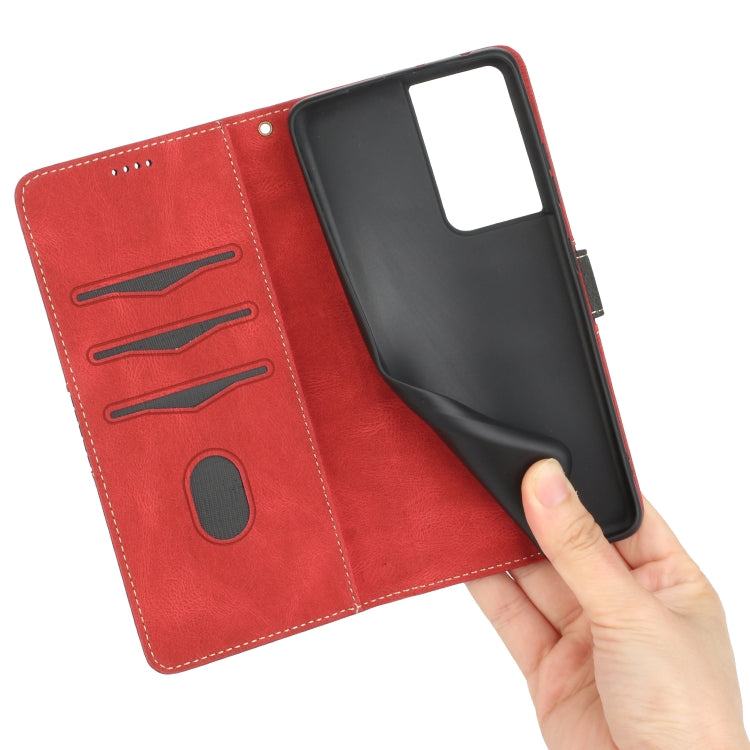 For Samsung Galaxy S21 Ultra 5G Grid Stitching Leather Phone Case with Lanyard