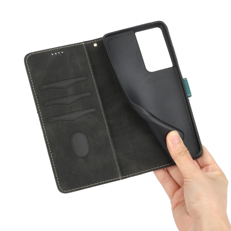 For Samsung Galaxy S21 Ultra 5G Grid Stitching Leather Phone Case with Lanyard
