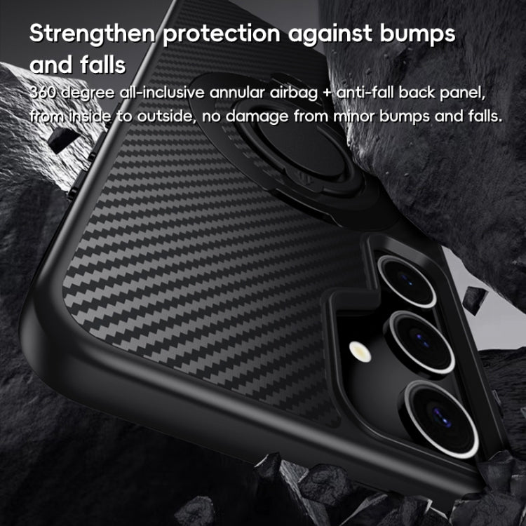 For Samsung Galaxy S24+ 5G Carbon Fiber MagSafe Phone Case with 360 Degree Rotating Holder