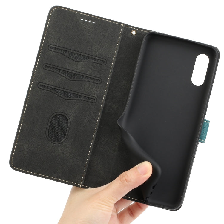 For Samsung Galaxy A02 / M02 Grid Stitching Leather Phone Case with Lanyard