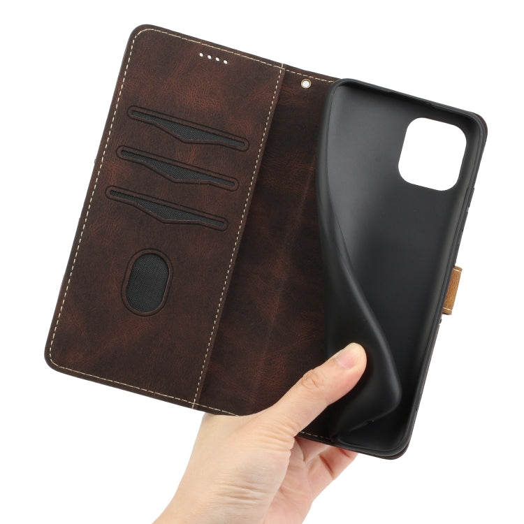 For Samsung Galaxy A03 Grid Stitching Leather Phone Case with Lanyard