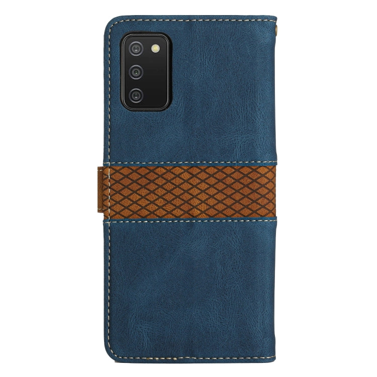 For Samsung Galaxy A03s 164mm Grid Stitching Leather Phone Case with Lanyard