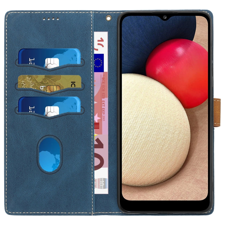 For Samsung Galaxy A03s 164mm Grid Stitching Leather Phone Case with Lanyard