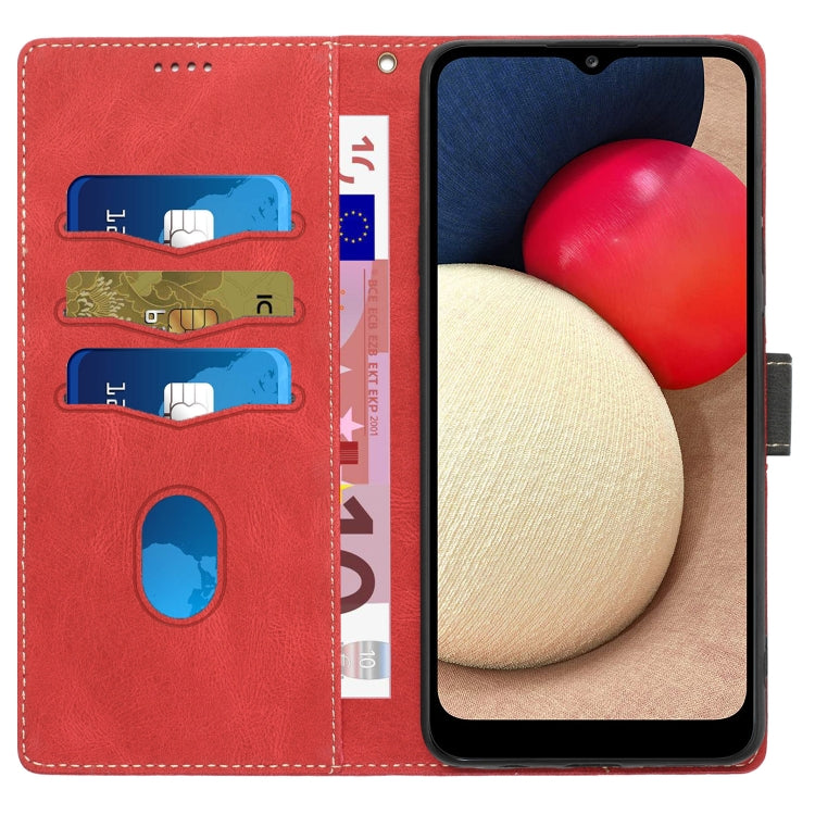 For Samsung Galaxy A03s 164mm Grid Stitching Leather Phone Case with Lanyard