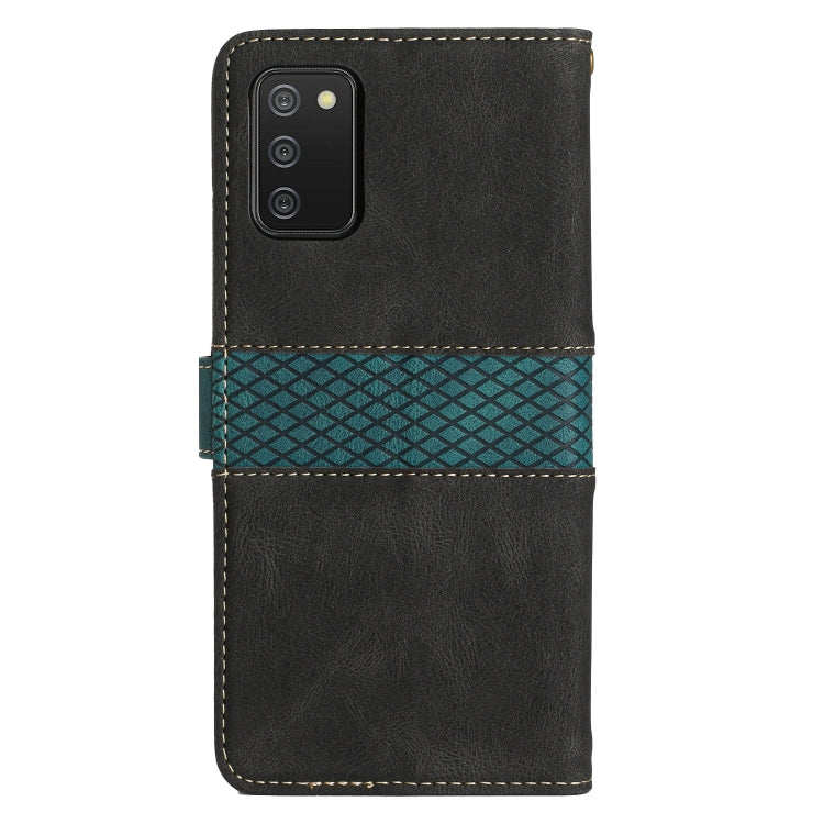 For Samsung Galaxy A03s 164mm Grid Stitching Leather Phone Case with Lanyard