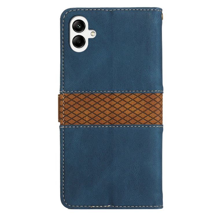 For Samsung Galaxy A05 Grid Stitching Leather Phone Case with Lanyard