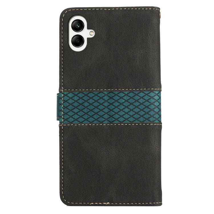 For Samsung Galaxy A05 Grid Stitching Leather Phone Case with Lanyard