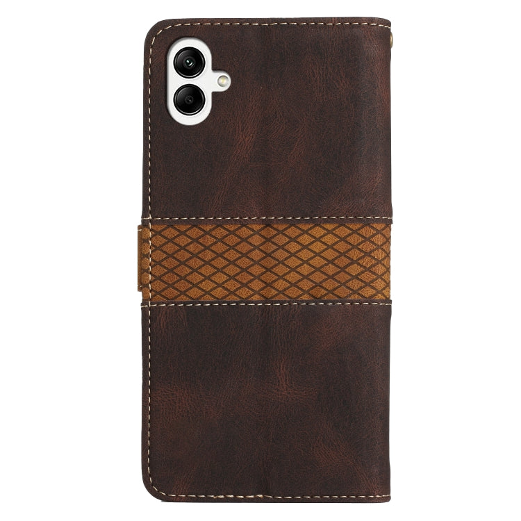 For Samsung Galaxy A06 4G Grid Stitching Leather Phone Case with Lanyard