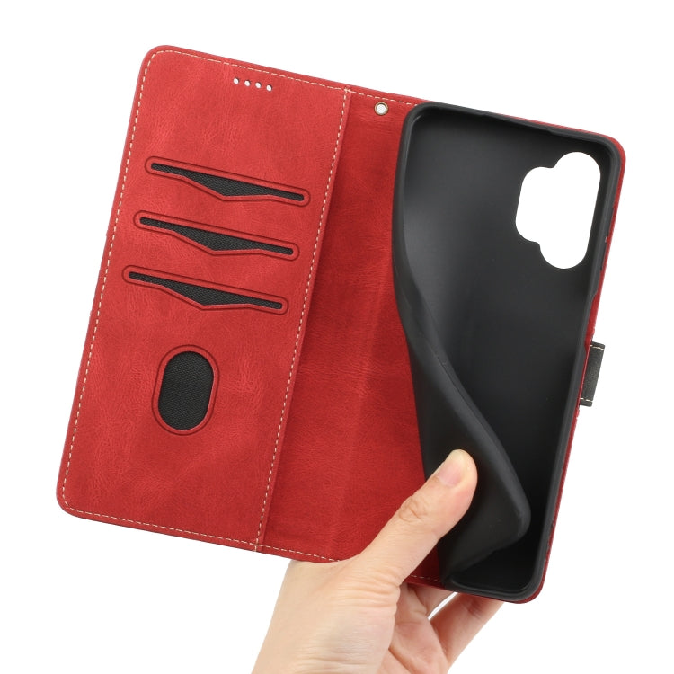 For Samsung Galaxy A32 4G Grid Stitching Leather Phone Case with Lanyard
