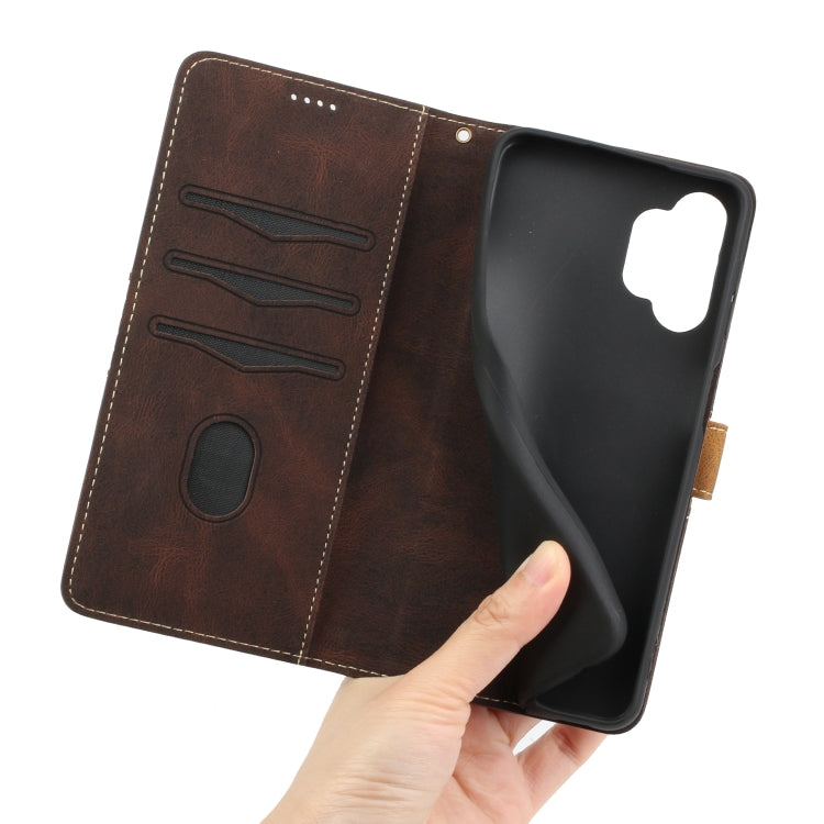 For Samsung Galaxy A32 5G Grid Stitching Leather Phone Case with Lanyard