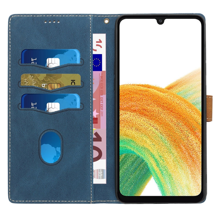 For Samsung Galaxy A34 5G Grid Stitching Leather Phone Case with Lanyard