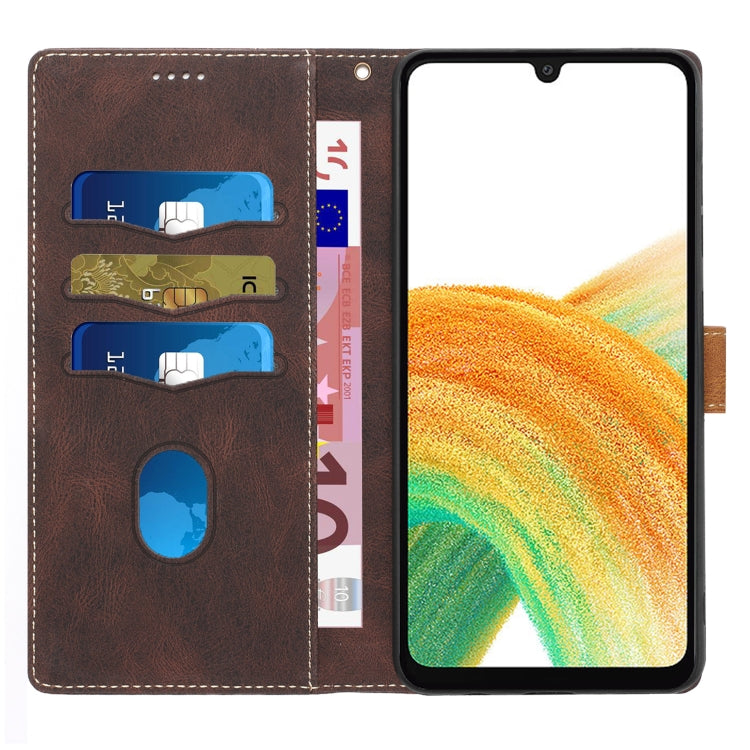 For Samsung Galaxy A34 5G Grid Stitching Leather Phone Case with Lanyard