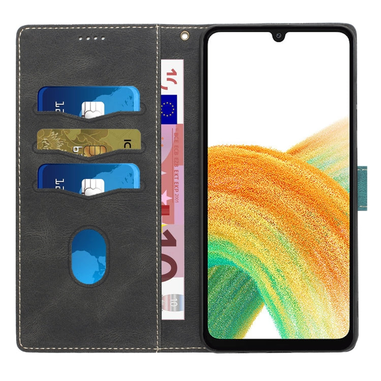 For Samsung Galaxy A34 5G Grid Stitching Leather Phone Case with Lanyard