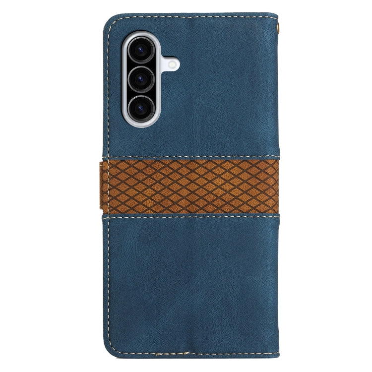 For Samsung Galaxy A36 5G Grid Stitching Leather Phone Case with Lanyard