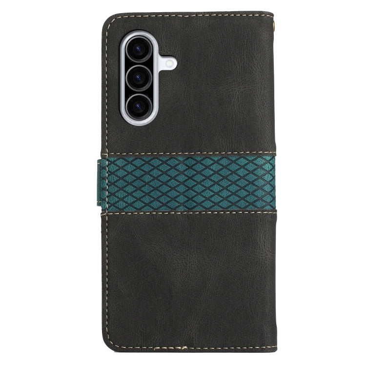 For Samsung Galaxy A36 5G Grid Stitching Leather Phone Case with Lanyard