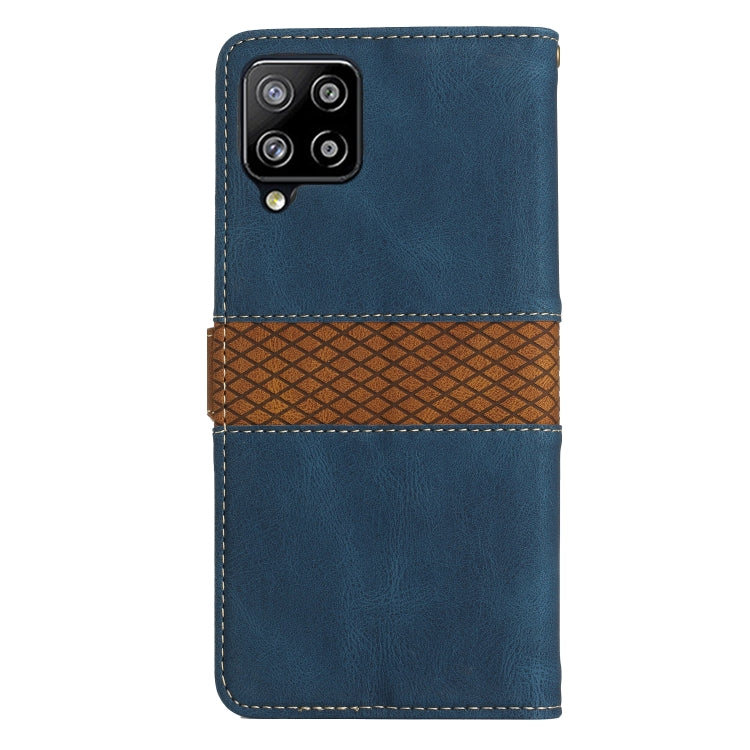 For Samsung Galaxy A42 / M42 5G Grid Stitching Leather Phone Case with Lanyard