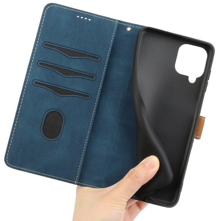 For Samsung Galaxy A42 / M42 5G Grid Stitching Leather Phone Case with Lanyard