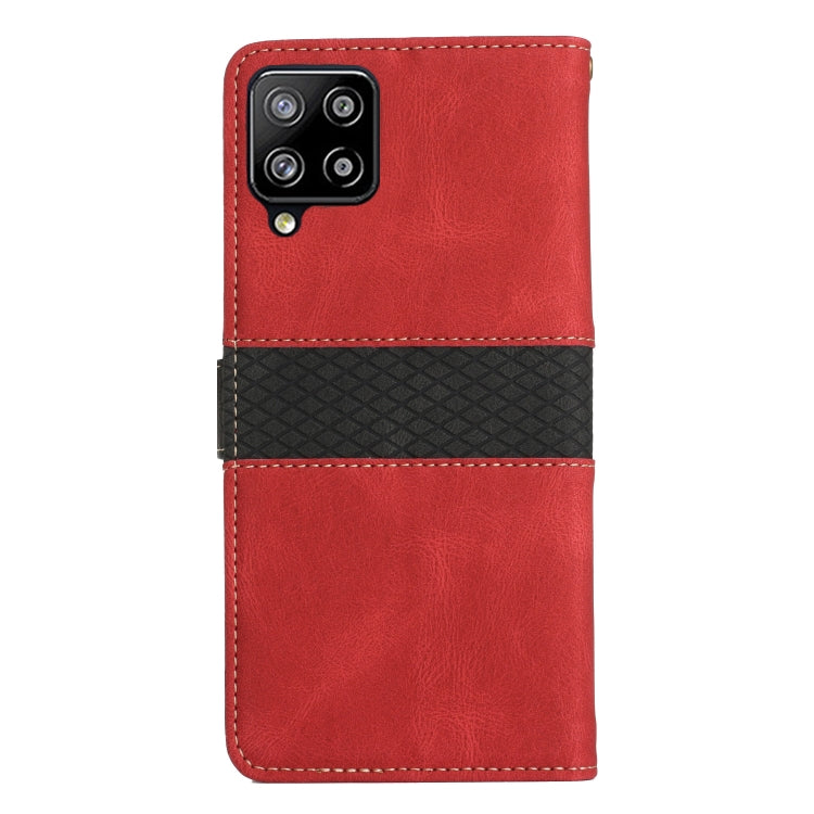 For Samsung Galaxy A42 / M42 5G Grid Stitching Leather Phone Case with Lanyard