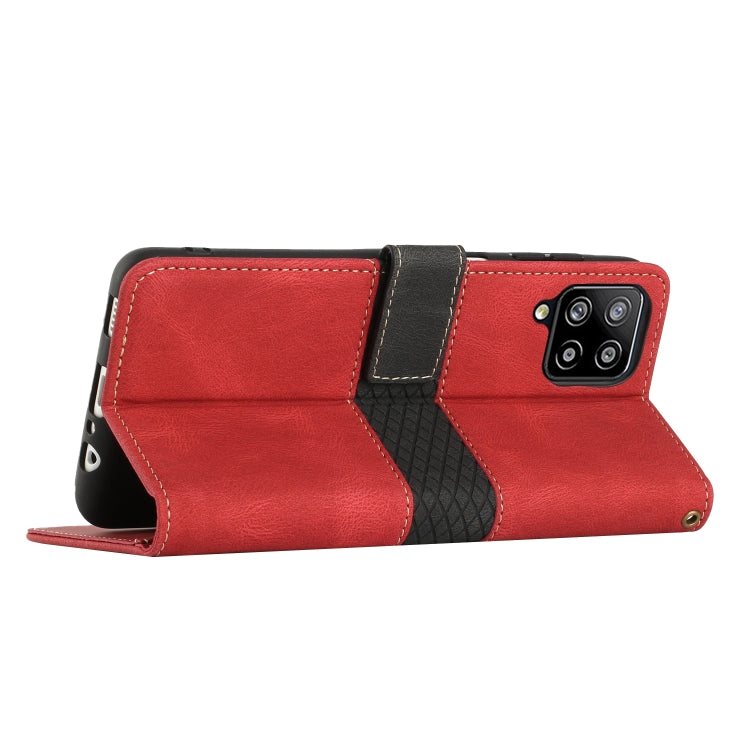 For Samsung Galaxy A42 / M42 5G Grid Stitching Leather Phone Case with Lanyard