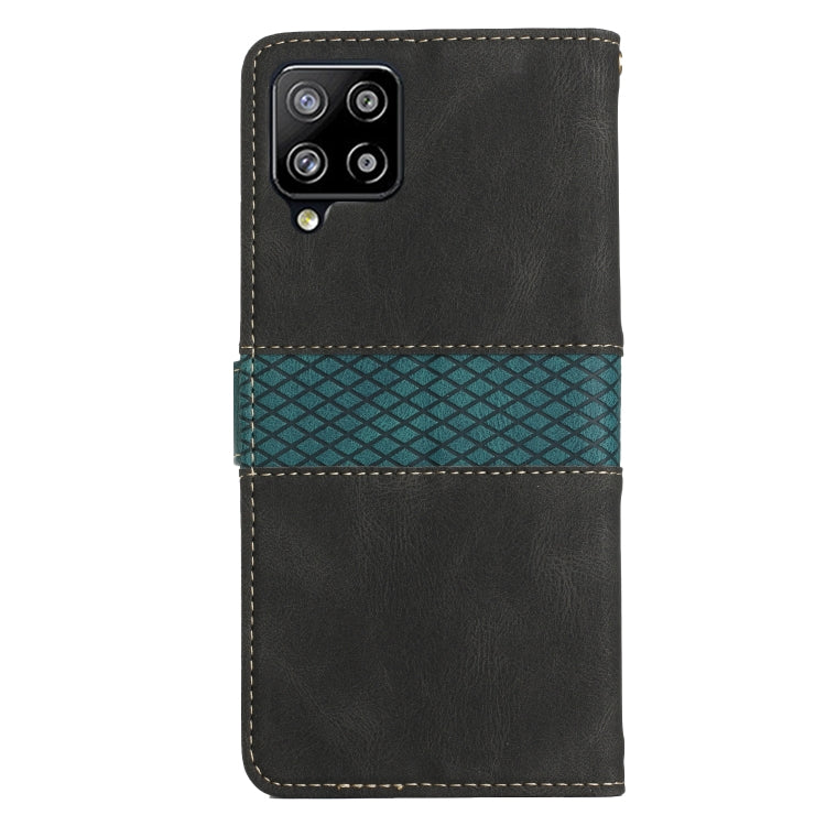 For Samsung Galaxy A42 / M42 5G Grid Stitching Leather Phone Case with Lanyard