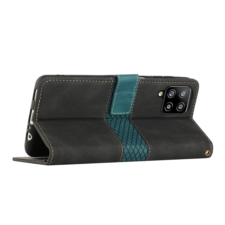 For Samsung Galaxy A42 / M42 5G Grid Stitching Leather Phone Case with Lanyard