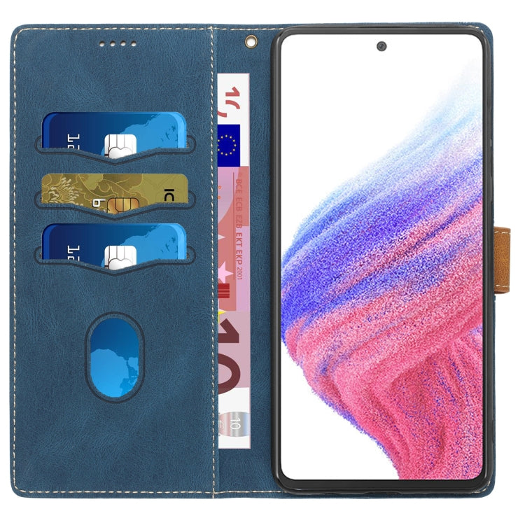 For Samsung Galaxy A52 5G / 4G Grid Stitching Leather Phone Case with Lanyard