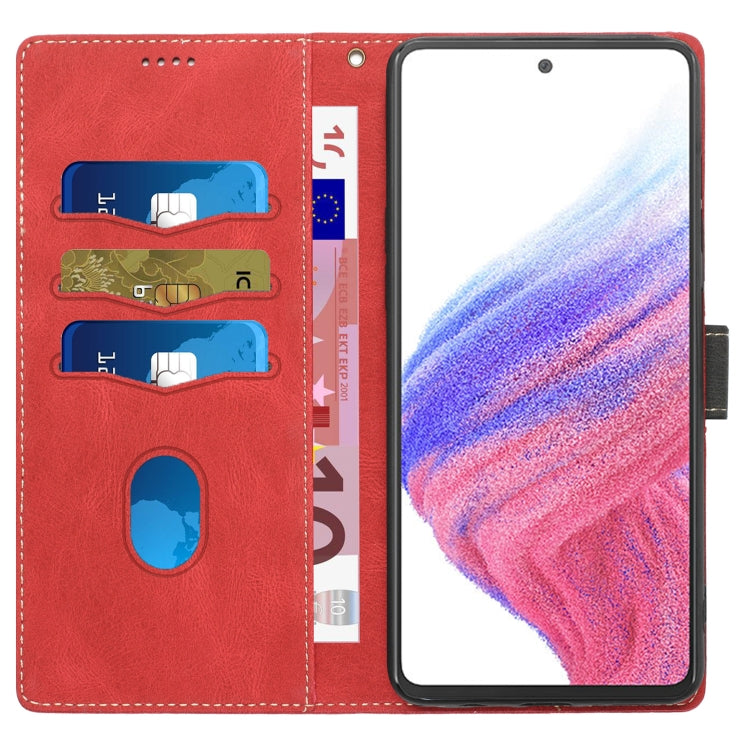 For Samsung Galaxy A52 5G / 4G Grid Stitching Leather Phone Case with Lanyard