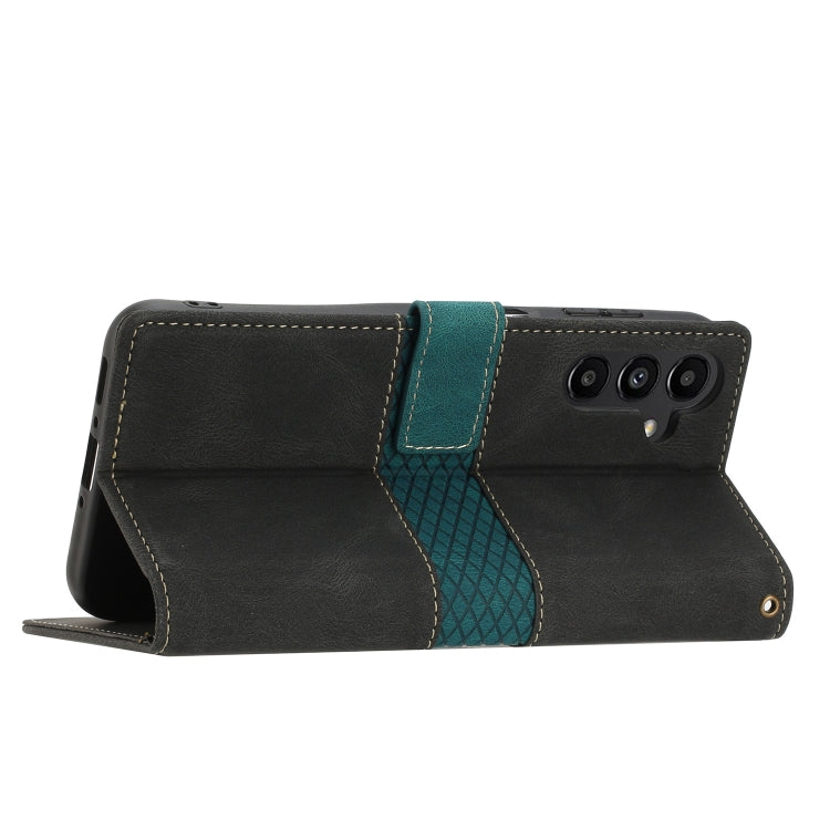 For Samsung Galaxy A54 5G Grid Stitching Leather Phone Case with Lanyard