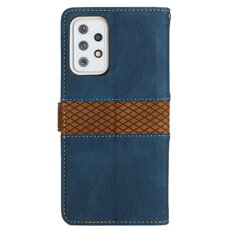 For Samsung Galaxy A72 5G / 4G Grid Stitching Leather Phone Case with Lanyard