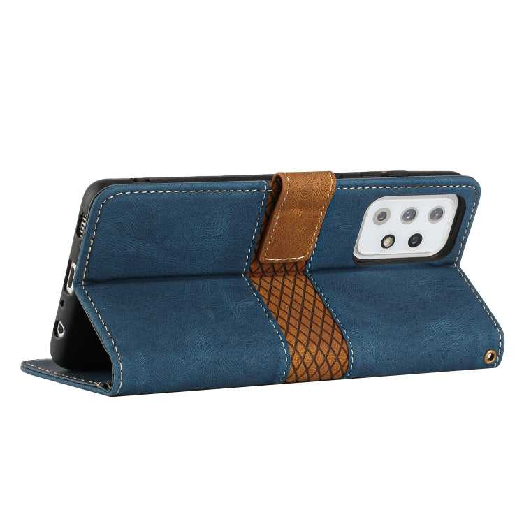 For Samsung Galaxy A72 5G / 4G Grid Stitching Leather Phone Case with Lanyard