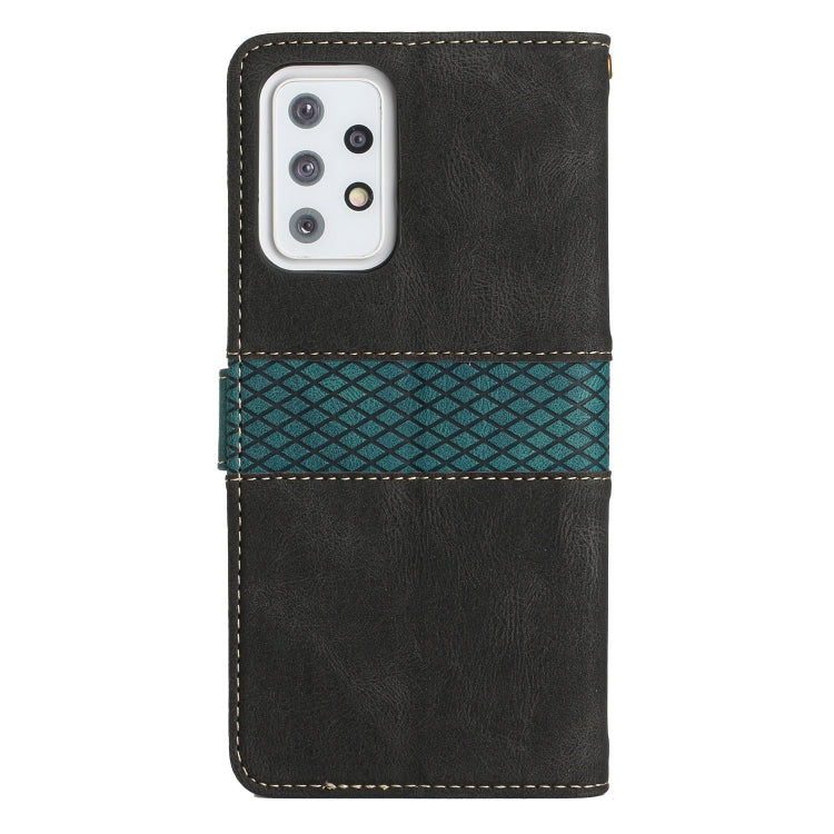 For Samsung Galaxy A72 5G / 4G Grid Stitching Leather Phone Case with Lanyard
