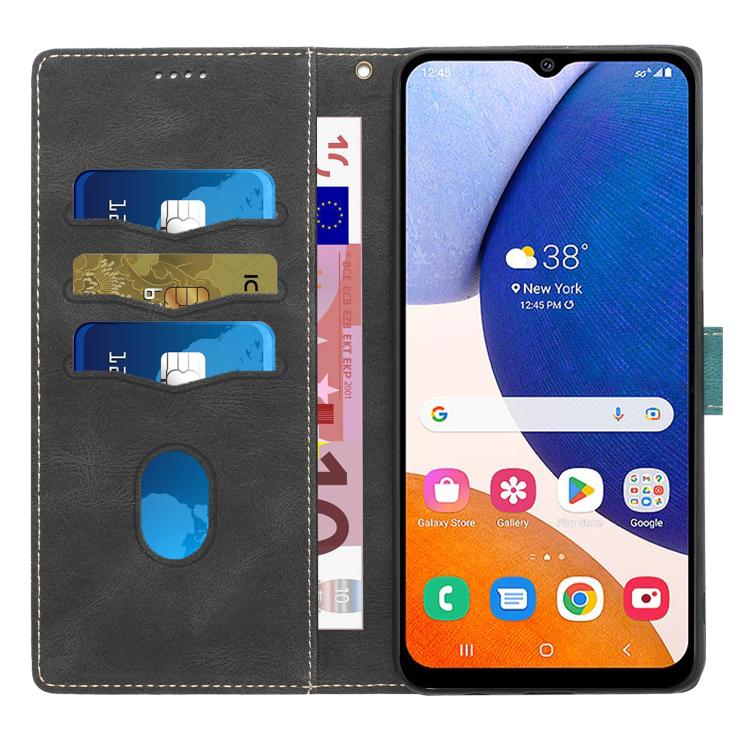 For Samsung Galaxy A26 5G Grid Stitching Leather Phone Case with Lanyard