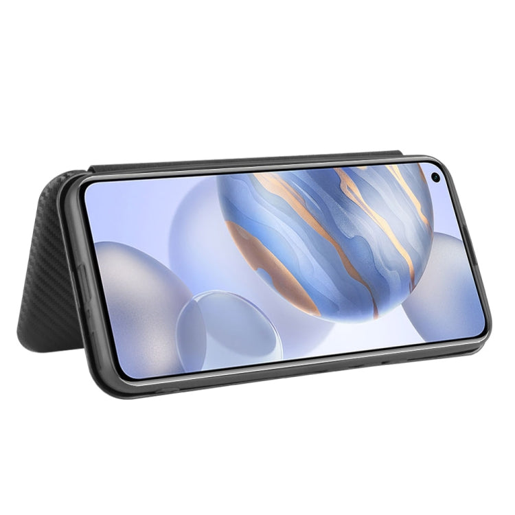 For Huawei Honor 30 Carbon Fiber Texture Horizontal Flip TPU + PC + PU Leather Case with Card Slot
