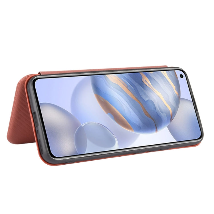 For Huawei Honor 30 Carbon Fiber Texture Horizontal Flip TPU + PC + PU Leather Case with Card Slot