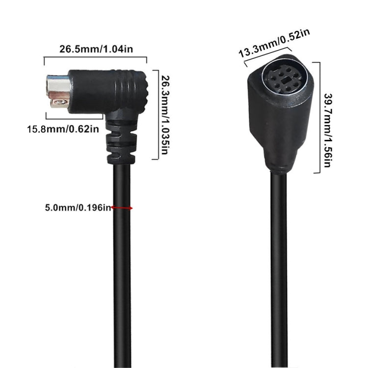 Mini DIN 7 Pin Core Audio / Video Cable, Length:0.5m